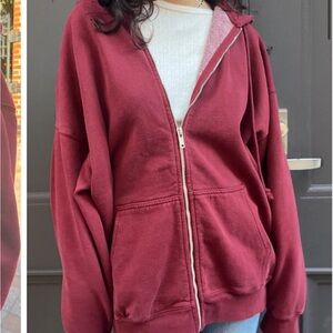 Brandy Melville zip up hoodie maroon